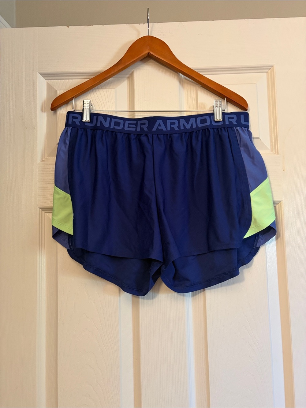 Under Armour Women’s Navy and Light Lime Athletic Shorts